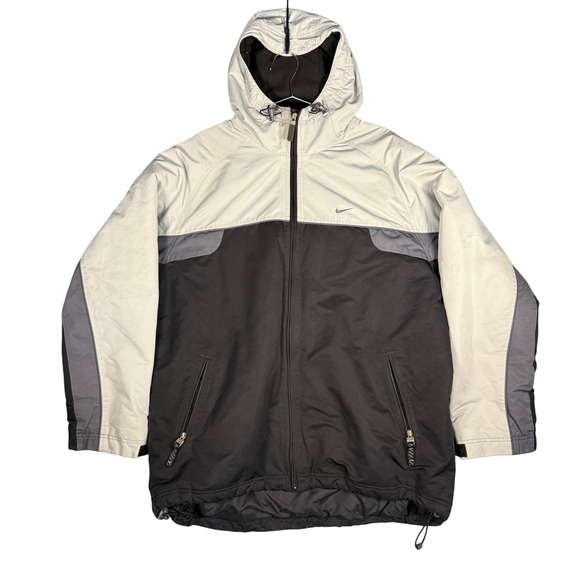 Vintage Nike Heavy Jacket Parka XL Black Gray Full Zip Windbreaker
